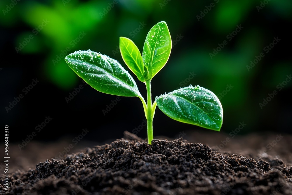 Sprouting seed, fertile ground, nurturing care represents the beginning of a new cycle of growth Sprouting seed, fertile ground, nurturing care represents the beginning of a new cycle of growth