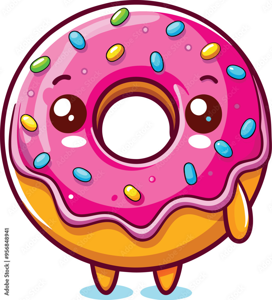 Cute Cartoon Donut | and pink glasses isolated with a Sunglass & Christmas hat and siting on Easter egg etc. Cute Cartoon Donut | and pink glasses isolated with a Sunglass & Christmas hat and siting on Easter egg etc.