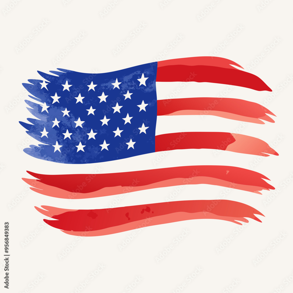 Obraz premium watercolor art of America Flag in plain white background