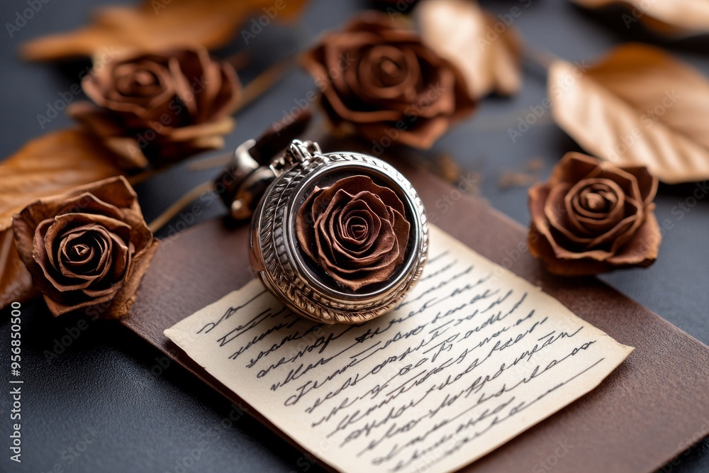 Still life, old letters, dried roses, sepia tones create a nostalgic and romantic mood Still life, old letters, dried roses, sepia tones create a nostalgic and romantic mood
