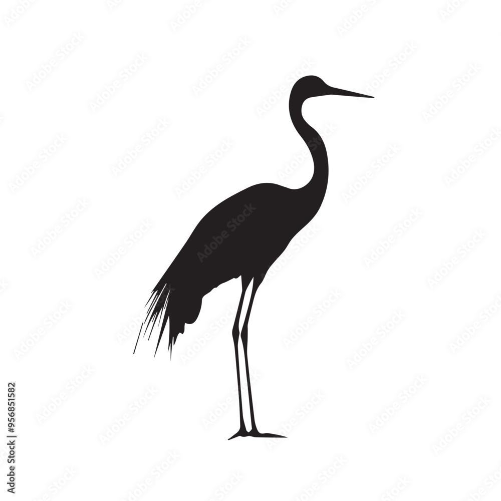 Fototapeta premium Crane in cartoon, doodle style . Image for t-shirt, web, mobile apps and ui. Isolated 2d vector illustration in logo, icon, sketch style, Eps 10, black and white. AI Generative