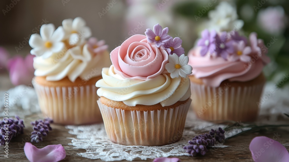 Assorted floral cupcakes with buttercream flowers
Assorted floral cupcakes with buttercream flowers