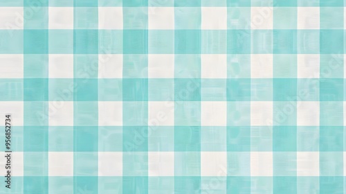 Abstract Teal and White Checkered Pattern