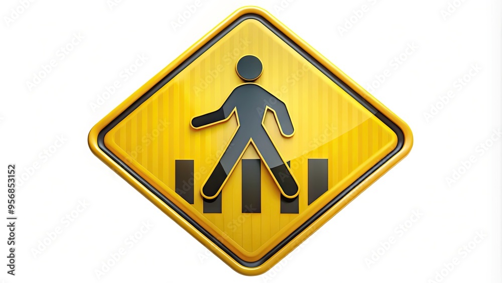 A stylized 3D illustration of a bold, yellow pedestrian crossing icon on a white background, symbolizing safety and caution on modern urban roads. A stylized 3D illustration of a bold, yellow pedestrian crossing icon on a white background, symbolizing safety and caution on modern urban roads.