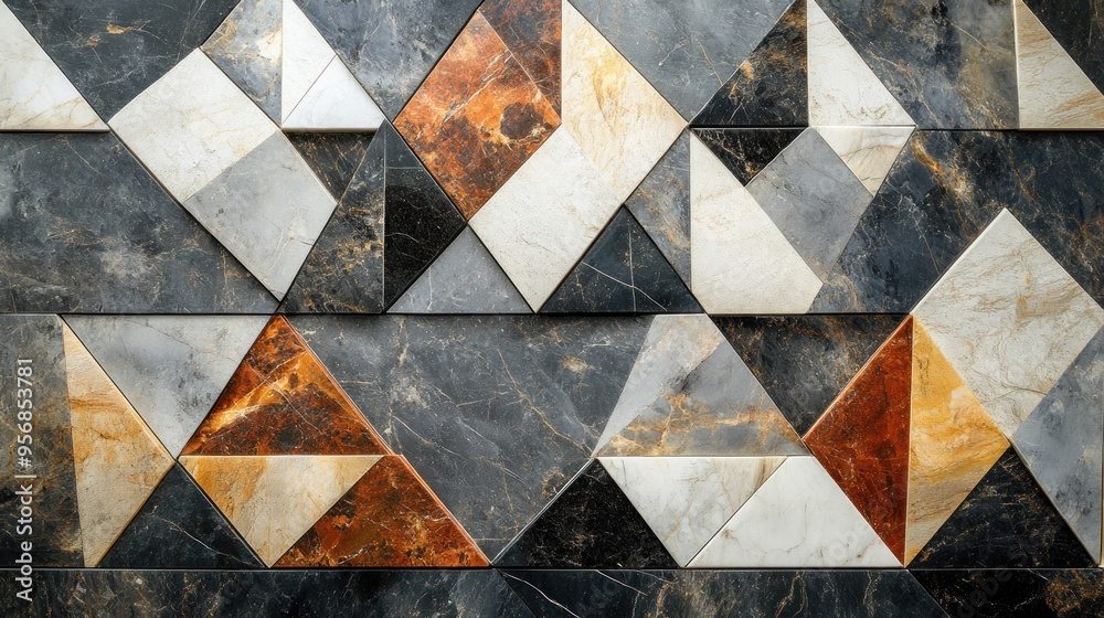 Geometric Marble Tile Wall Geometric Marble Tile Wall