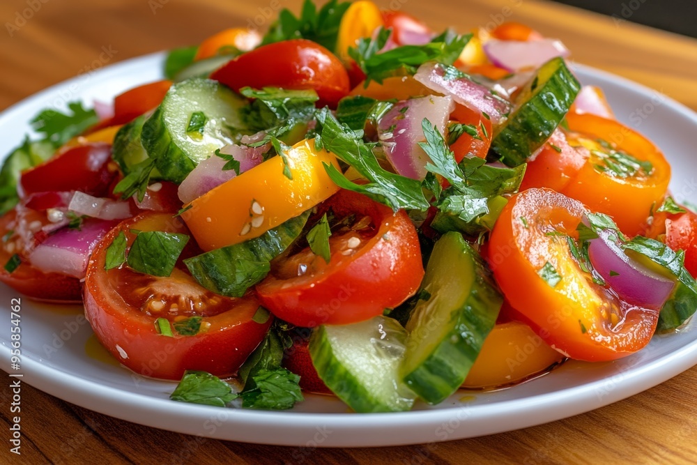 Tomato salad, fresh and juicy, garden-fresh flavors is a simple and delicious summer dish Tomato salad, fresh and juicy, garden-fresh flavors is a simple and delicious summer dish