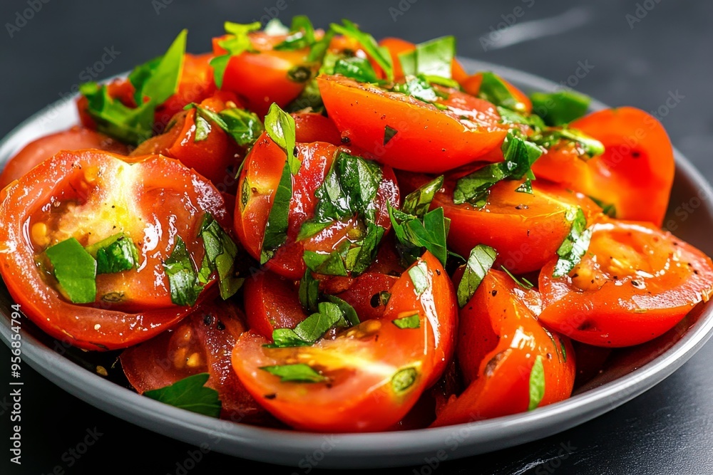 Tomato salad, fresh and juicy, garden-fresh flavors is a simple and delicious summer dish Tomato salad, fresh and juicy, garden-fresh flavors is a simple and delicious summer dish