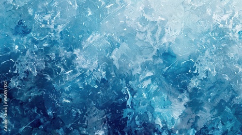 Wallpaper Mural textured cold frosty surface of ice block on blue background winter texture digital painting Torontodigital.ca