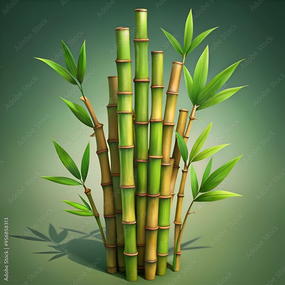 A vibrant 3D illustration of a bamboo grove. featuring lush green stalks and leaves. A vibrant 3D illustration of a bamboo grove. featuring lush green stalks and leaves.