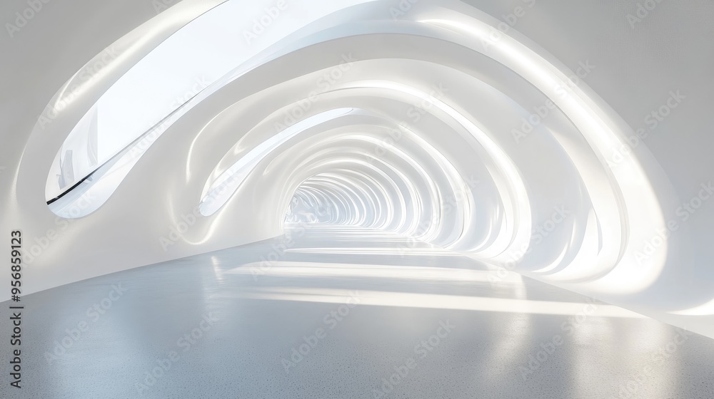 Fototapeta premium Abstract 3D Rendering of a White Architectural Tunnel Background