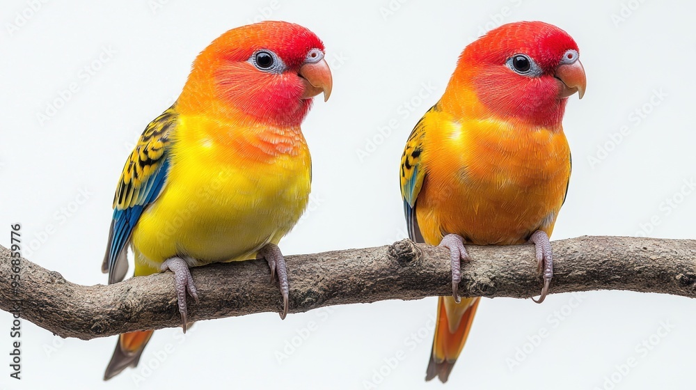 Two Parrots Perched on a Branch Two Parrots Perched on a Branch
