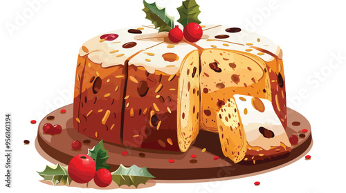 Vector Panettone Illustration with Decoration