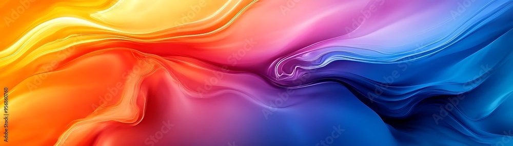 Abstract Background with Wavy Lines of Yellow, Orange, Pink, Purple, and Blue Abstract Background with Wavy Lines of Yellow, Orange, Pink, Purple, and Blue