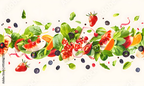 Wallpaper Mural fruits and vegetable herbal concept  for background or 2d illustrator cartoon. Torontodigital.ca