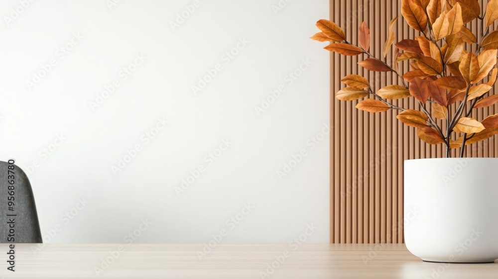 Office with autumn decor, strategic planning session, 3D illustration Office with autumn decor, strategic planning session, 3D illustration