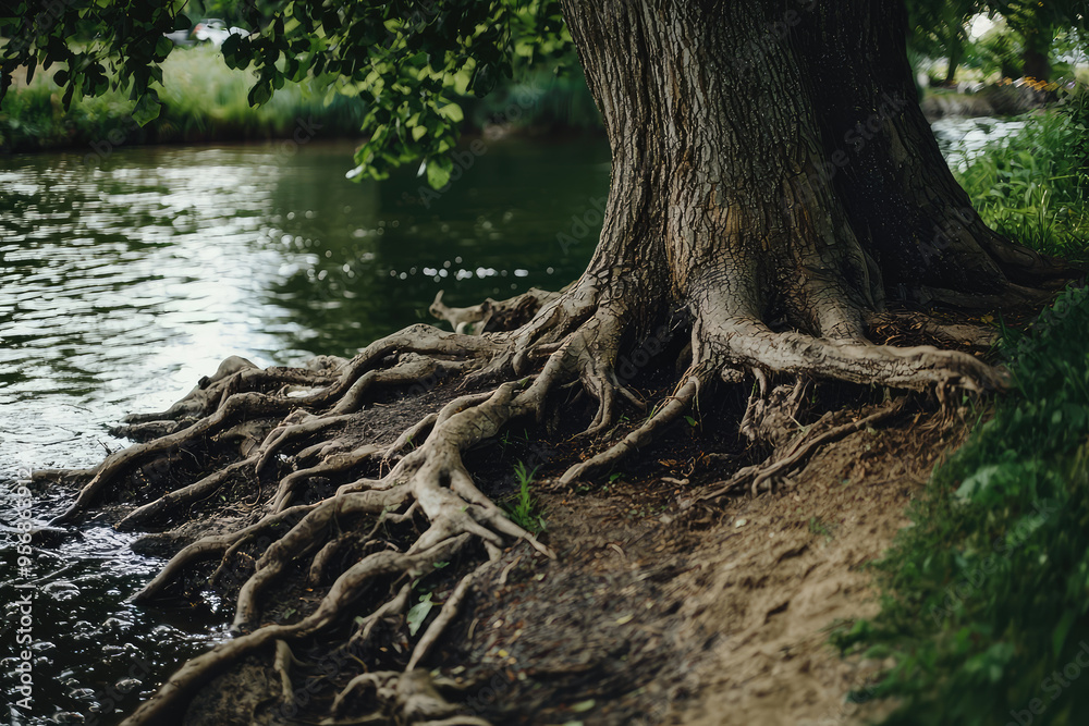 A Tapestry of Roots: Where Earth Meets Water, a Tree's Legacy Unfolds