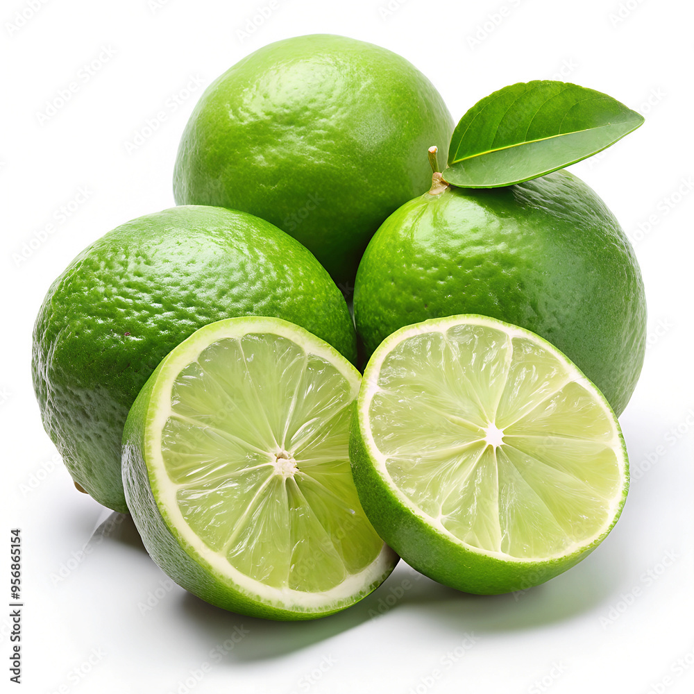 limes isolated on white background limes isolated on white background