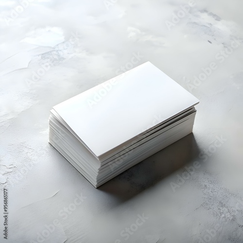 Clean and minimal. this image showcases a stack of blank business cards on a textured concrete background.