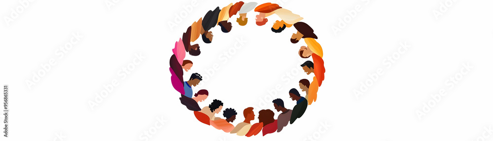Interracial Family Circle with Harmony Text concept as An isolated ...