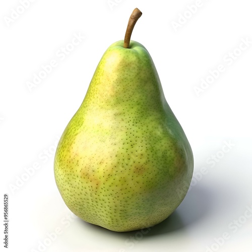 A realistic 3D illustration of a single green pear. isolated on a white background.