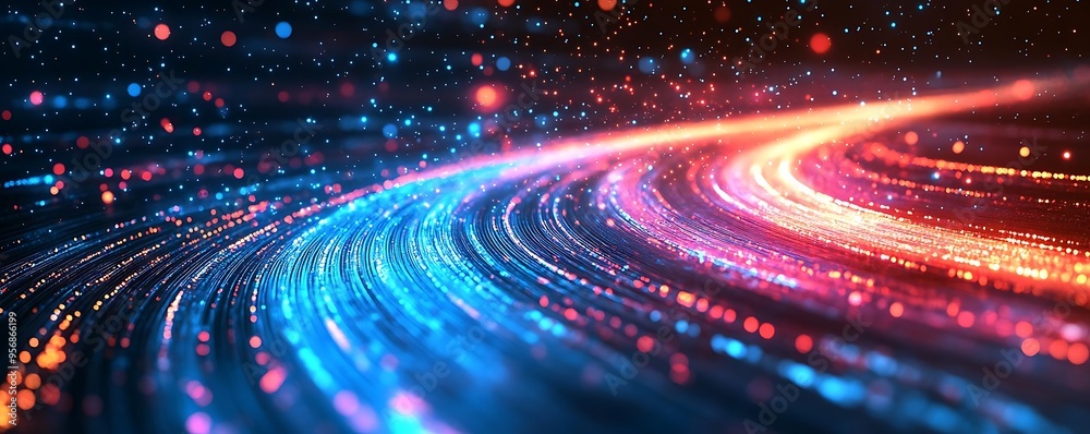 Abstract 3D Background with Curved Lines and Glowing Particles Abstract 3D Background with Curved Lines and Glowing Particles