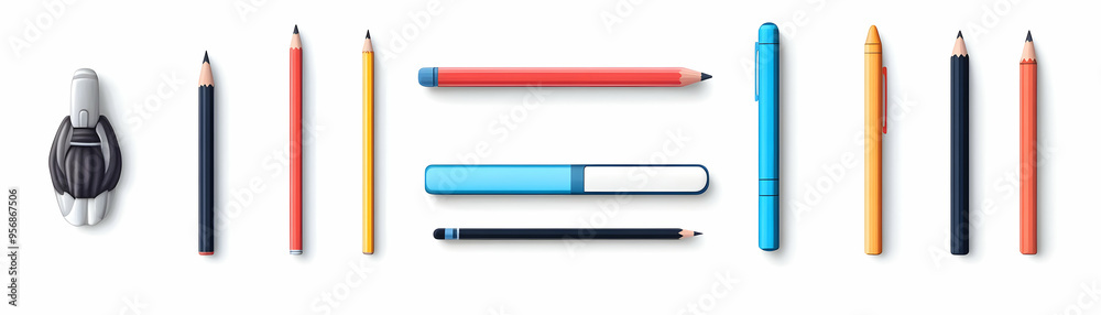 Isolated E Learning Tools Vector Set concept as A vector set of isolated e learning tools including a stylus and tablet on a white background. The design is clean and modern ideal for creating educati Isolated E Learning Tools Vector Set concept as A vector set of isolated e learning tools including a stylus and tablet on a white background. The design is clean and modern ideal for creating educati