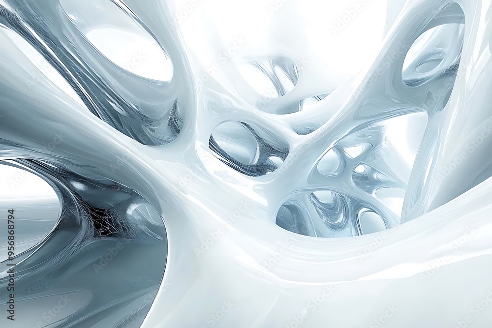Abstract 3D Background with Smooth White and Blue Organic Shapes Abstract 3D Background with Smooth White and Blue Organic Shapes