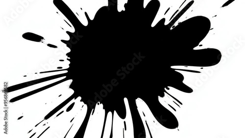 black ink splatter blotch splat splash drip stain abstract art design element isolated on white background video