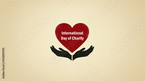 Celebrate generosity and compassion on International Day of Charity with a minimalist heart and hands design symbolizing giving photo