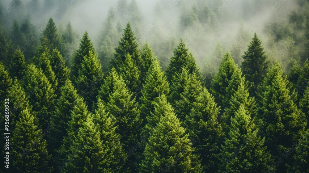 Fototapeta premium Misty Pine Forest