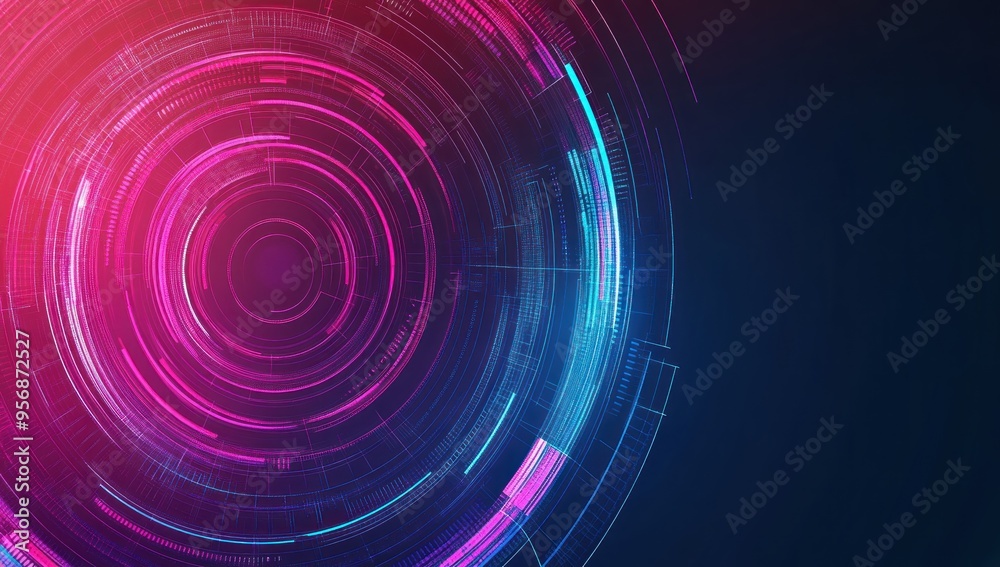 Abstract Circular Design with Neon Lights Abstract Circular Design with Neon Lights
