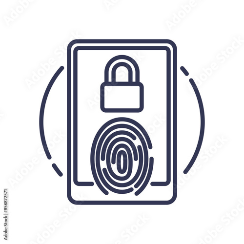 Illustration of a fingerprint scanner with a padlock symbolizing secure access control.
