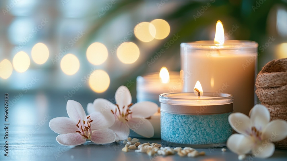 Close up of aromatherapy candles with a blurred background Close up of aromatherapy candles with a blurred background
