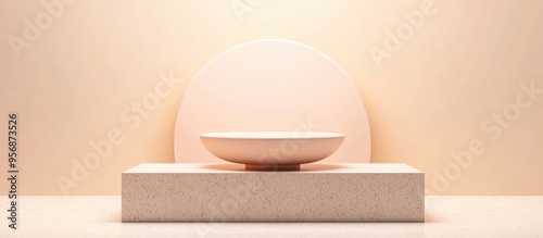 Minimalist 3D render of a pastel colored geometric podium for product display