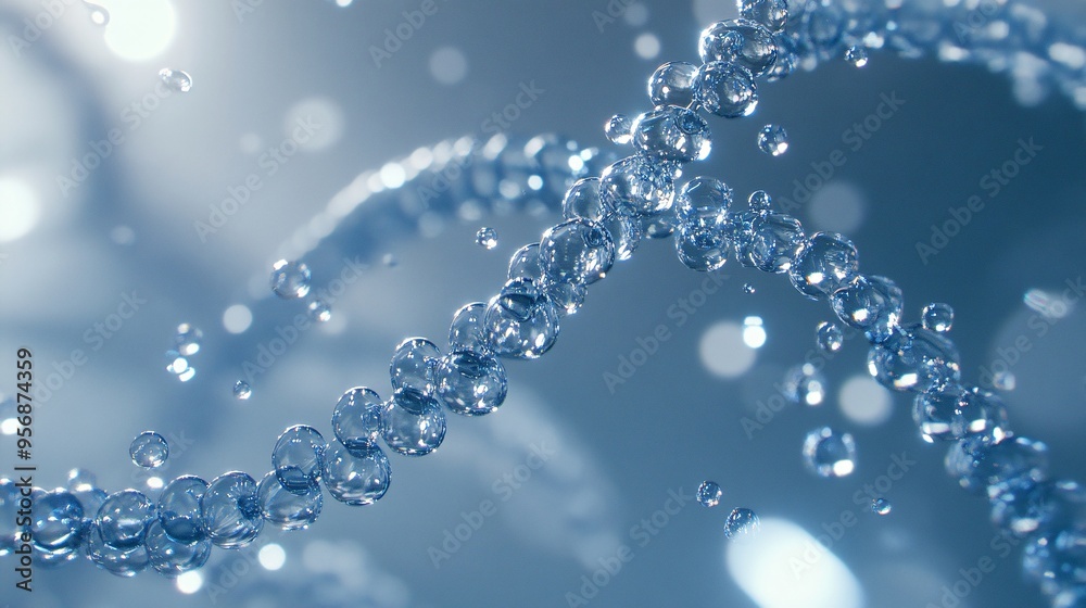 Abstract spiral of water droplets on a blue background. Abstract spiral of water droplets on a blue background.