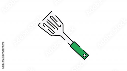 Spatulas Motion Graphic, Animated Alpha channel, transparent background. 4K resolution loop animation. 