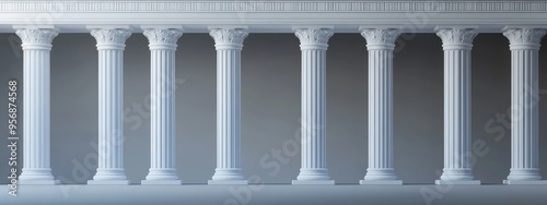 Doric order colonnade with a luxurious gray background ideal for showcasing high end perfume and interior products 3D rendering