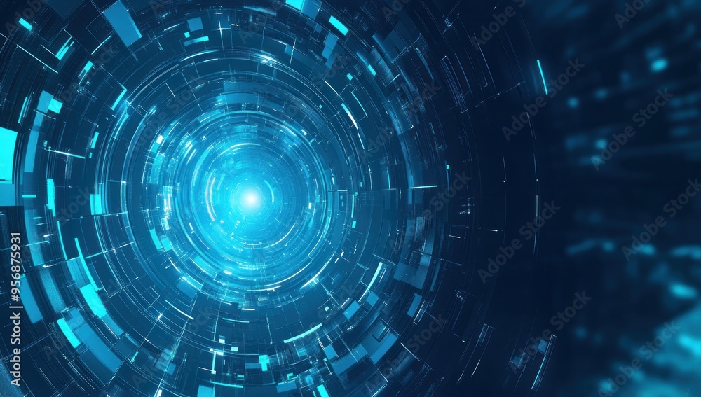 Abstract Circular Pattern of Blue and White Light, Cyber Space, Futuristic, Digital Art Abstract Circular Pattern of Blue and White Light, Cyber Space, Futuristic, Digital Art