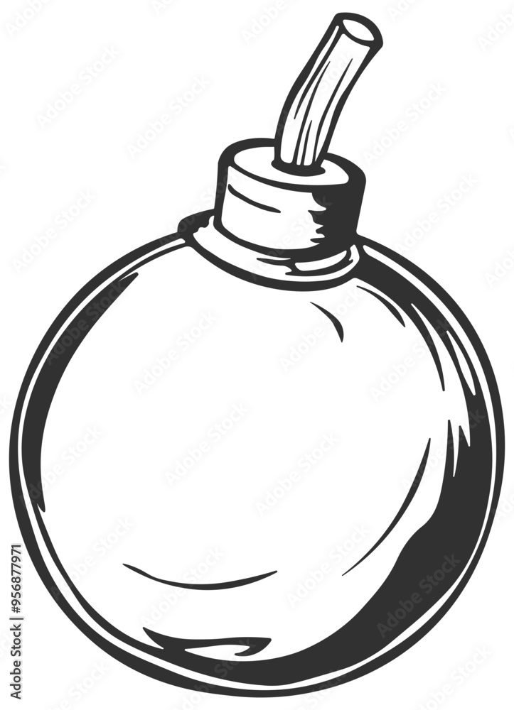 drawing of a round bomb with a fuse without a background drawing of a round bomb with a fuse without a background