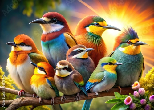 Birds together nature friends warmth coexistence harmony feathers wings wildlife freedom joy innocence playfulness calmness serenity happiness family love unity tenderness attachment