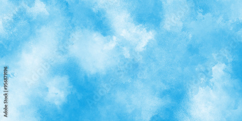 Grunge abstract cloudy blue smog texture art design, blue watercolor painting textured cloudy blue sky background, Natural Blue sky watercolor background texture for cover design. 