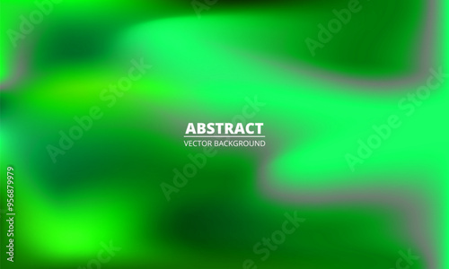 Bright green holographic background. Abstract green liquid vibrant gradient creative banner. Blurred soft blend color gradation minimalist background. Vector illustration.