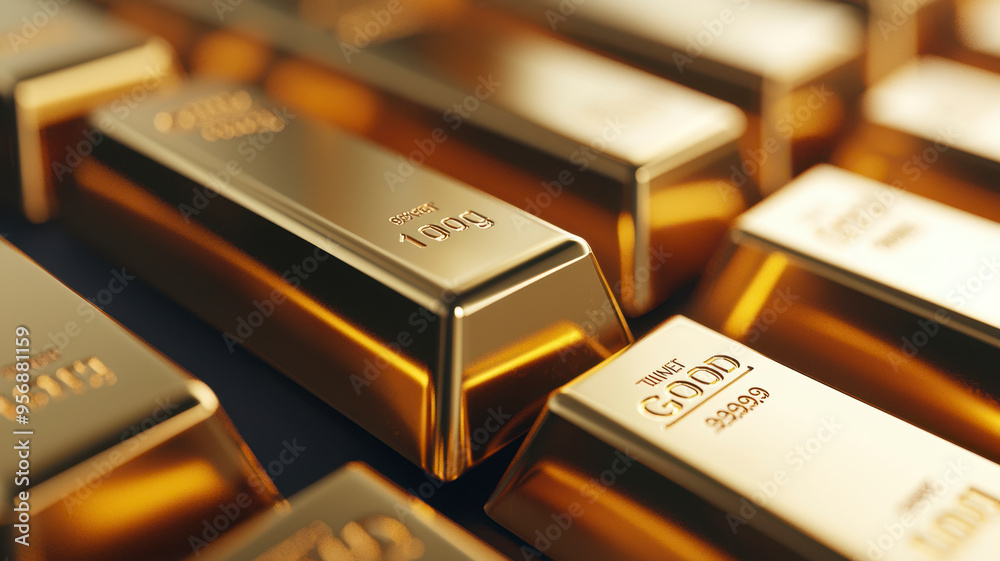 Close-up of gold bars stacked Close-up of gold bars stacked