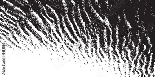 Vector sand texture. Background with sandy grains for banner design, travel flyer, or poster template. Black and white texture with a beach holiday backdrop. A monochrome pattern of the seaside.