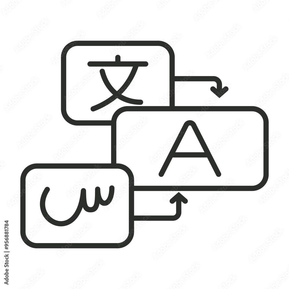 Translator icon, Language learning symbol outline icon, editable vector illustration and transparent graphic element. Isolated on white background Translator icon, Language learning symbol outline icon, editable vector illustration and transparent graphic element. Isolated on white background