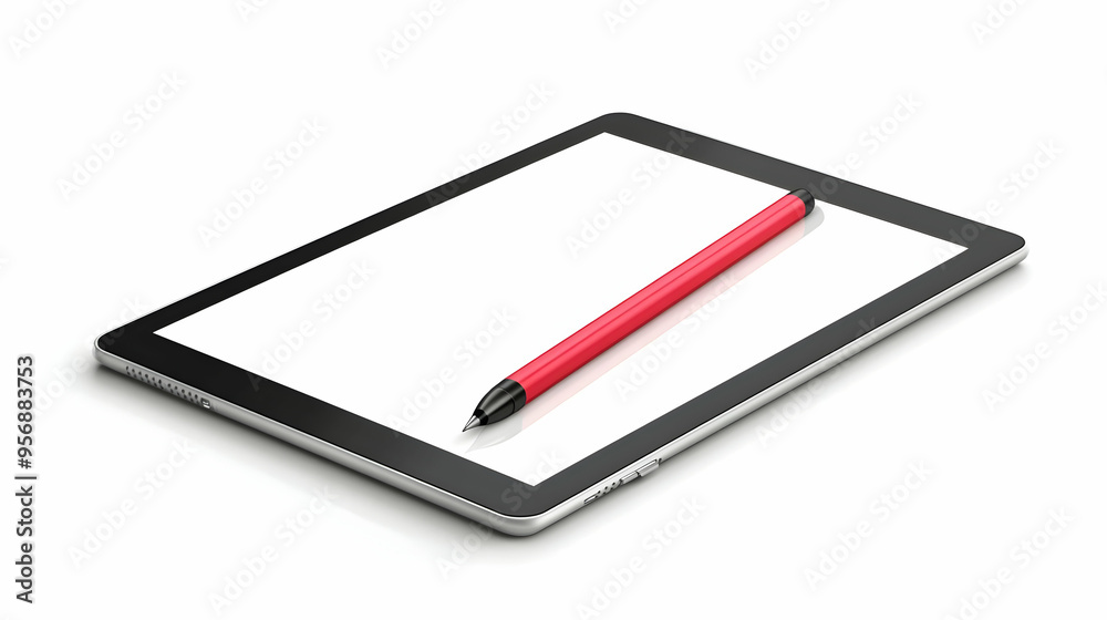 Tablet and Stylus Isolated Vector concept as An isolated vector image of a tablet and stylus symbolizing digital note taking in online education. The elements are presented on a white background makin Tablet and Stylus Isolated Vector concept as An isolated vector image of a tablet and stylus symbolizing digital note taking in online education. The elements are presented on a white background makin