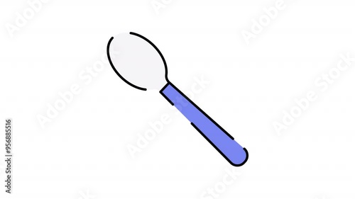 Tablespoon Motion Graphic, Animated Alpha channel, transparent background. 4K resolution loop animation. 