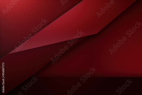 Maroon background with geometric shapes and shadows, creating an abstract modern design for corporate or technology-inspired designs with copy space  photo