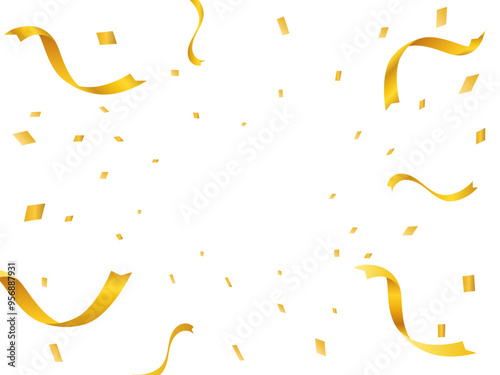 金色の舞う紙吹雪とリボン　スーパーSALEやキャンペーン　