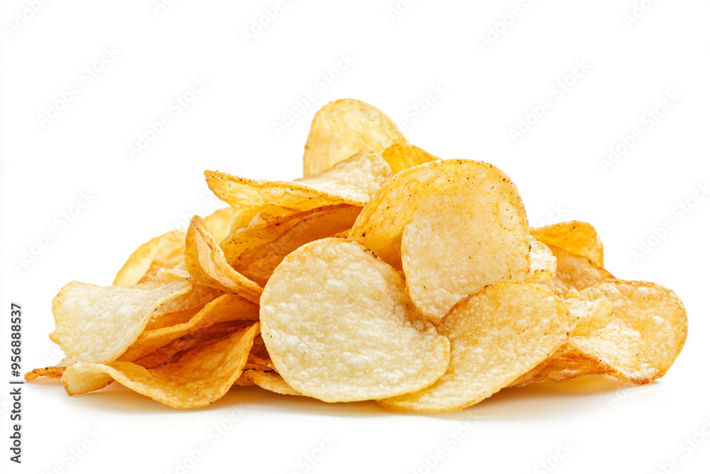 Pile of ordinary potato chips isolated on a white background Pile of ordinary potato chips isolated on a white background